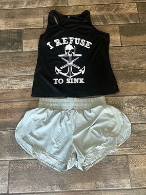 Haimont Athletic Shorts with built in liner M and bonus skull anchor tank top XL